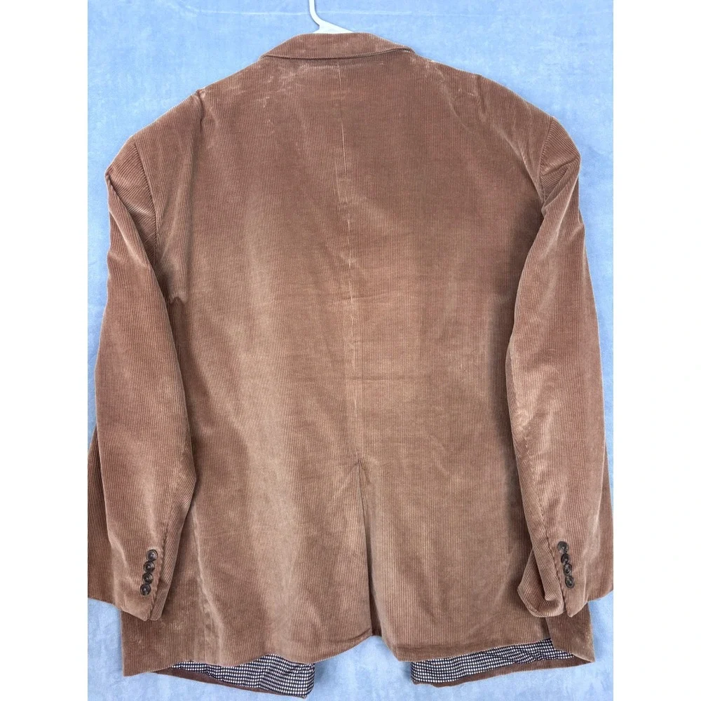 Saddlebred Mens Corduroy Blazer Tan Brown Sport Coat 56R Cotton 2-Button Lined